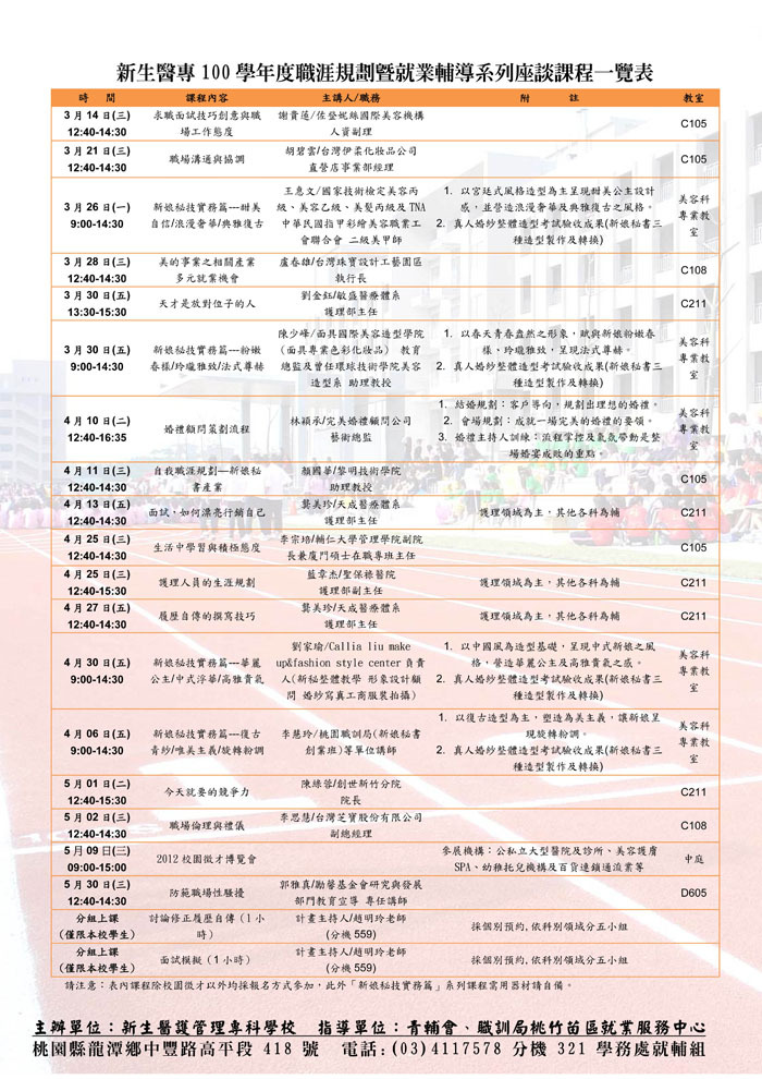 新生醫專、吳鳳科技大學~辦理就業輔導及產業趨勢講座頁面插圖